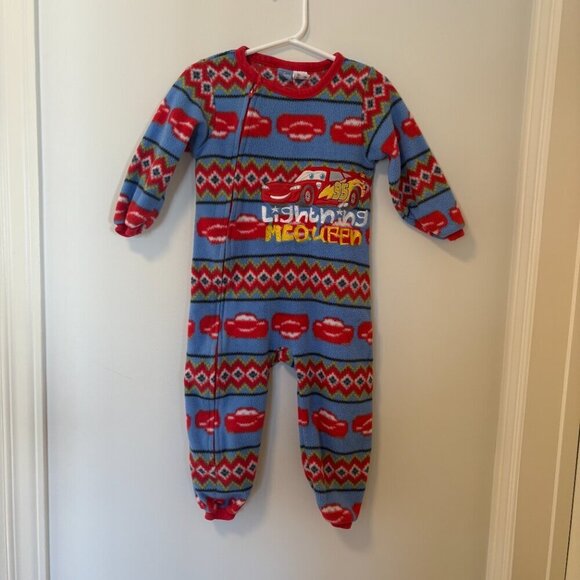 Disney Baby Cars Fleece Pyjamas 1 Piece Zip Lightening McQueen 24m - Picture 2 of 9